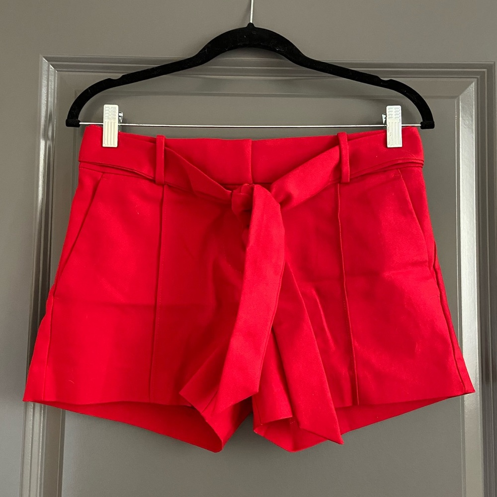 LOFT red belted tailored shorts